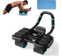 Rouleau Abdominal à Retour Automatique avec Appui-Coudes, 4 Roues et Tapis d'Entraînement - Pour le Gainage à la Maison/Salle