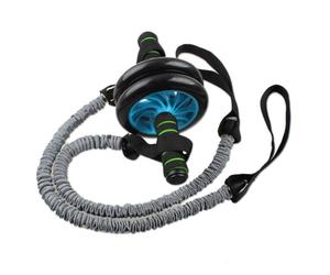 Rouleau Abdominale Rouleau Ab à doubles roues, 2 pièces | Corde de traction élastique d'exercice de bande de résistance d'entraîneur extensible