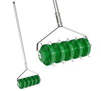 Rouleau aérateur de pelouse - Outsunny - manuel - avec poignée amovible en 3 pièces - 45 x 21 x 140 cm - vert foncé