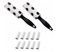 Rouleau anti-peluches avec 10 rouleaux de recharge pour un nettoyage rapide des poils d'animaux des vêtements et canapés (Noir)