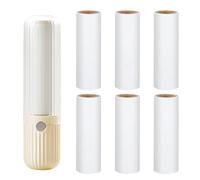 Rouleau anti-peluches pour les déplacements - Réutilisable - Avec 6 mini recharges - 1 dévidoir - Pour vêtements, canapé, poils d'animaux - Jaune crémeux