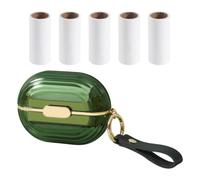 Rouleau Anti-peluches Réutilisable Double Face Portable Vert, 5 Recharges | Recharge Brosse Adhesive, Depelucheur de Vetement, pour Enlever les Peluches Pull, à Ptable