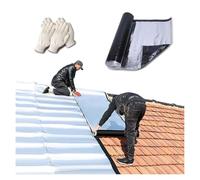 Rouleau Bitume Toiture , Facile de bricolage Bande Goudron éTanchéIté Toiture avec Des Gants en Coton , pour Abri de Jardin, Carport Et Toit Plat ,50cm(1.64ft)*1m(3.3ft)