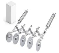 Rouleau Coupe-Pâte Réglable 5 Roues GUNLUN-5, Inox pour Pizza, Pâtisserie et Découpe de Biscuits