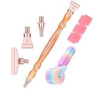 Rouleau d'art diamant avec pointes en acier et stylo, outil de bricolage essentiel pour la broderie de strass, rouleau à main facile à prendre en main (orange + or rose + couleur)