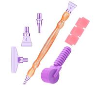 Rouleau d'art diamant avec pointes en acier et stylo, outil de bricolage essentiel pour la broderie de strass, rouleau manuel facile à prendre en main (orange + violet + violet)