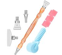 Rouleau d'art diamant avec pointes en acier et stylo, outil de bricolage essentiel pour la broderie de strass, rouleau à main facile à prendre en main (orange + argent + bleu)
