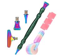 Rouleau d'art diamant avec pointes en acier et stylo, outil essentiel pour la broderie de strass, rouleau à main facile à prendre en main (vert + couleur + couleur)
