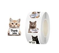 Rouleau d'autocollants en forme de chat mignon | Étiquette adhésive imperméable pour ordinateur portable | pour adolescents, filles, adultes, bagages, skateboard, téléphone, enveloppe, salle de classe