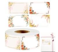 Rouleau d'autocollants - Motif floral pour emballage de dessert, étiquettes autocollantes pour pot de gelée, zone d'écriture vierge | Bocaux, emballage alimentaire, artisanat, scrapbooking, bricolage
