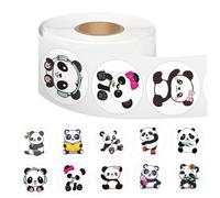 Rouleau d'autocollants Panda en forme d'animal mignon, 1 pouce, pour téléphone, Skateboard, ordinateur portable, Album, enveloppes de Scrapbooking, 500 pièces