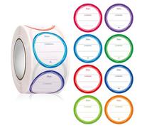 Rouleau de 500 étiquettes autocollantes réutilisables imperméables pour conteneurs, bocaux, fournitures scolaires, bureau, réfrigérateur - 3,8 cm