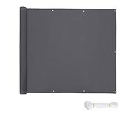 Rouleau de bâche d'ombrage imperméable avec œillets, cordes et clips pour extérieur, terrasse, piscine, jardin - Protection UV - 0,9 x 6,5 m - Gris foncé