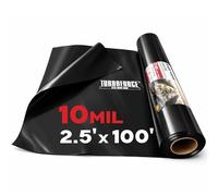 Rouleau de bâche en plastique noir de 10 mm, 7,5 x 30,5 m - Rouleau de bâche en polyéthylène robuste, imperméable et résistant aux UV pour serre, barrière vapeur, construction, jardin et couvre-sol
