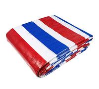 Rouleau de bâche Robuste Blanc Bleu Rouge en Tissu Plastique à Rayures, Tente en Toile imperméable pour Camping en Plein air pour Couverture de fret (Taille : 5 x 5 m)