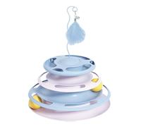 Rouleau de balle pour chat - 3 niveaux - En plastique - Durable - Avec baguettes pour chat - Jeu fluide - Tour de balle pour chat - Disque volant - Jouet pour chat