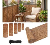 Rouleau de Canisse en Roseau Naturel avec Attaches 100/120/130/150/180 cm Brise-Vue Intimité Bambou pour Balcon Clôture Jardin Piscine Terrasse Exterieur Pare Soleil Coupe Vent(H100xL600cm)