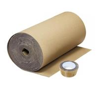 Rouleau de carton ondulé 90 cm x 25 m, ruban d'emballage 50 mm x 140 m.