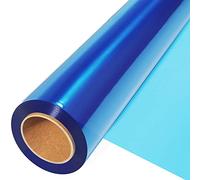 Rouleau de cellophane bleu (30,5 m de long x 44,5 cm de large) - Papier d'emballage en cellophane bleu transparent de 2,5 mm d'épaisseur, emballage coloré pour décoration de panier à fleurs