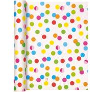 Rouleau de chemin de table blanc/motif pois/chemin de table airlaid pour fêtes et anniversaires 40 cm x 4,90 m