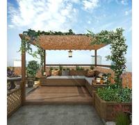 Rouleau de clôture d'intimité en bambou pour jardin, balcon et terrasse - Barrière extérieure de style tropical (couleur carbonisée) - Idéal pour la protection du jardin et des bordures