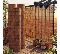Rouleau de Clôture en Bambou, Canisse Roseau Brise-Vue Occultant, Pare-Soleil et Brise-Vent pour Extérieur Jardin Balcon, Facile à Installer, 1.2x5m(Brun,1.20mx5.0mx3pack)