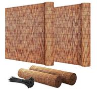 Rouleau de clôture en bambou naturel avec attaches autobloquantes - 0,6 m/0,9 m/1,2 m/1,5 m/1,8 m - Clôture de jardin résistante aux intempéries pour terrasse, jardin, balcon, piscine (marron, H 4 x L