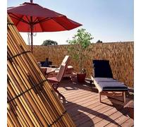 Rouleau de clôture en bambou naturel tissé à la main pour terrasse et balcon - 2 pare-soleil décoratif et écran de jardin imperméable (91 x 700 cm)