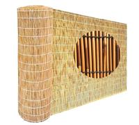 Rouleau de Clôture en Roseau Pergola Extérieur Naturel Canisse Bambou Brise Vue Balcon Terrasse Jardin 1.8mx5m,1.5mx5m,1mx10m Clôture D'intimité Rouleaux Occultant(Ligne Blanche Naturelle)