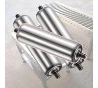 Rouleau de convoyeur industriel portable en PVC 50 mm de diamètre 400 mm de long en acier inoxydable non alimenté pour ateliers de travail du bois et entrepôts commerciaux