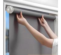 Rouleau de fenêtre d'intérieur sans perçage en polyester thermique gris pour la protection de l'intimité et du soleil, ajustement personnalisé pour la maison et le bureau, 145 cm x 130 cm