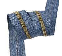 Rouleau de fermeture éclair en nylon denim de 1 à 5 mètres, 5#, ruban de couture continu pour réparation de sac à vêtements, fermeture de remplacement(Blue+Bronze,5Meters)