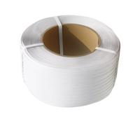 Rouleau De Feuillard De Cerclage PET Coloré, Résistance À La Rupture De 1500 Lb, Épaisseur De 0,8 Mm, Largeur De 16 Mm, Idéal pour Le Tressage Créatif Et Le Regroupement D'articles(Blanc)