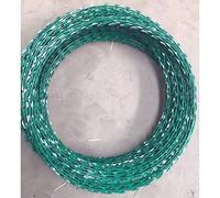 Rouleau de fil de rasoir galvanisé recouvert de vinyle - Rouleau de clôture de sécurité barbelé vert - Double spirale type Concertina pour une protection améliorée
