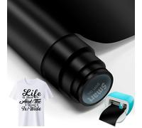 Rouleau de film thermocollant intelligent noir pour Cricut Joy - 14 x 200 cm - Pour traceur textile - Transfert thermique intelligent - Pour traceur - Pour traceur - Sans tapis de découpe - Pour