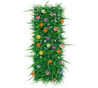 Rouleau de gazon artificiel réaliste de 4 m x 1 m avec fleurs pour jardin, balcon, terrasse, décoration de terrasse, tapis de verdure haute densité résistant aux UV (20 x 60 cm)