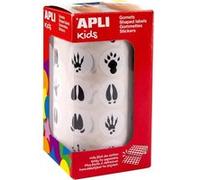 Rouleau de gommettes rondes - 20 mm - Motif empreintes d'animaux - Apli