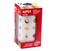 APLI Kids - Gommettes en rouleau 19714 - 900 autocollants fruits - 20 mm - adhésif permanent
