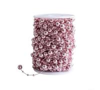 Rouleau De Guirlande De Perles Réfléchissantes, Perles Artificielles pour Décoration De Sapin De Noël, Fête, Salle De Mariage Et Cheminée (Rose/10M)