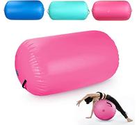 Rouleau de gymnastique gonflable, rouleau à air gonflable, rouleau de gymnastique, rouleau d'équilibre, rouleau de yoga, cylindre en PVC, colonne d'exercice à la maison (120 x 75 cm, rose)