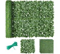 Rouleau de haie de lierre artificiel pour décoration extérieure - Résistant aux UV et à la décoloration - Comprend 60 attaches de câble vertes - Idéal pour une fête de jardin et un mariage - 6 x 1 m