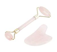 Rouleau de Jade en Cristal Naturel avec Pierre Gua Sha, Kit de Massage Facial et Contour des Yeux pour Réduire les Rides