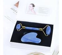Rouleau De Jade Naturel Guasha Grattoir Pour La Peau Ensemble Du Visage Pierre Du Visage Raffermissant Visage Anti-âge Yeux Masseur Cou Anti-rides Bleu,Guasha Roller Box
