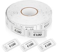 Rouleau De Jetons 1000 Feuilles De Jetons Perforés Rouleau De Bons Alimentation À Numéro Consécutif Boissons De Marque Rouleau Jetons De Démolition Pour Magasins Bar Mariage(Blanc,1 Euro)