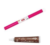 Rouleau de lissage pour pâte à sucre 38 cm + 1 Stylo chocolat - ScrapCooking Multicolore G