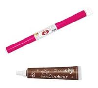 Rouleau de lissage pour pâte à sucre 38 cm + 1 Stylo chocolat - ScrapCooking Multicolore