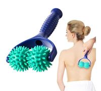 Rouleau de massage à picots en silicone à 2 roues avec poignée - Masseur de point de pression portable pour pieds, cou, bras, jambes, corps, douleurs musculaires et soulagement de la pression