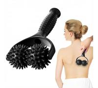 Rouleau de massage à picots en silicone à 2 roues avec poignée - Masseur de point de pression portable pour pieds, cou, bras, jambes, corps, douleurs musculaires et soulagement de la pression