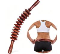 Rouleau de Massage Bois, Scooters de Massage en Bois,marron | Bâton Fascia avec 12 rouleaux rotatifs pour le dos, les jambes, le cou la Relaxation Musculaire
