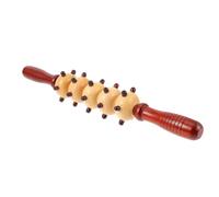 Rouleau de Massage Corporel Pratique en Bois, Masseur Multifonction | Finition Polie sans Bavures, Cinq Roues à Picots, pour Jambes, Ventre, Dos et Nuque